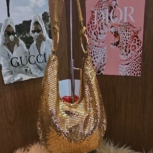 Bag, Gold Sequin Women's Hobo Bag